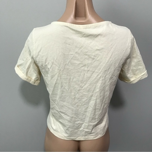 Free People What’s Up Henley Ivory Cream Short Sleeve T-shirt Small Button Front - Picture 6 of 8